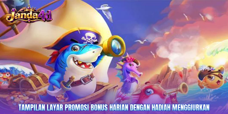Tampilan layar promosi bonus harian dengan hadiah menggiurkan